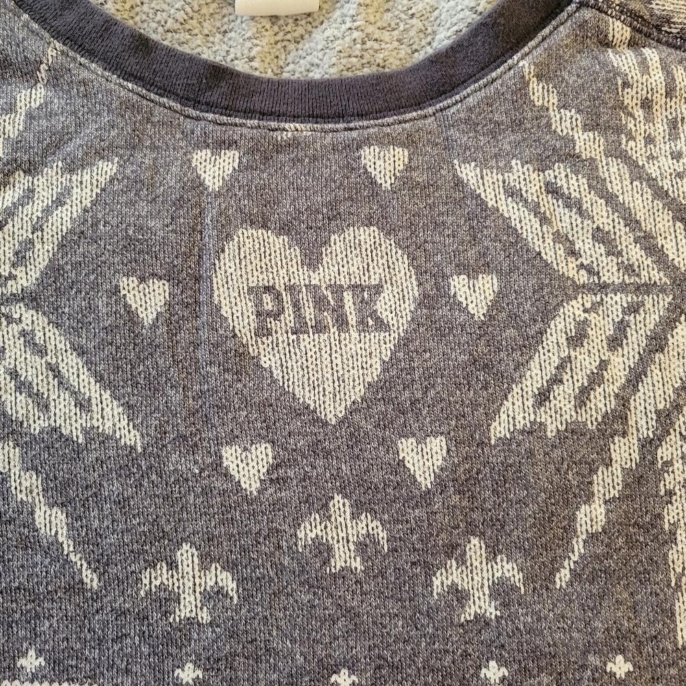 Victoria's Secret Pink Oversized Snowflake Sweater/Tunic Gray White Size Large - Picture 11 of 14